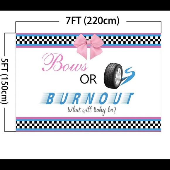 Bows or Burnouts Gender Reveal Backdrop - Picture 2 of 3